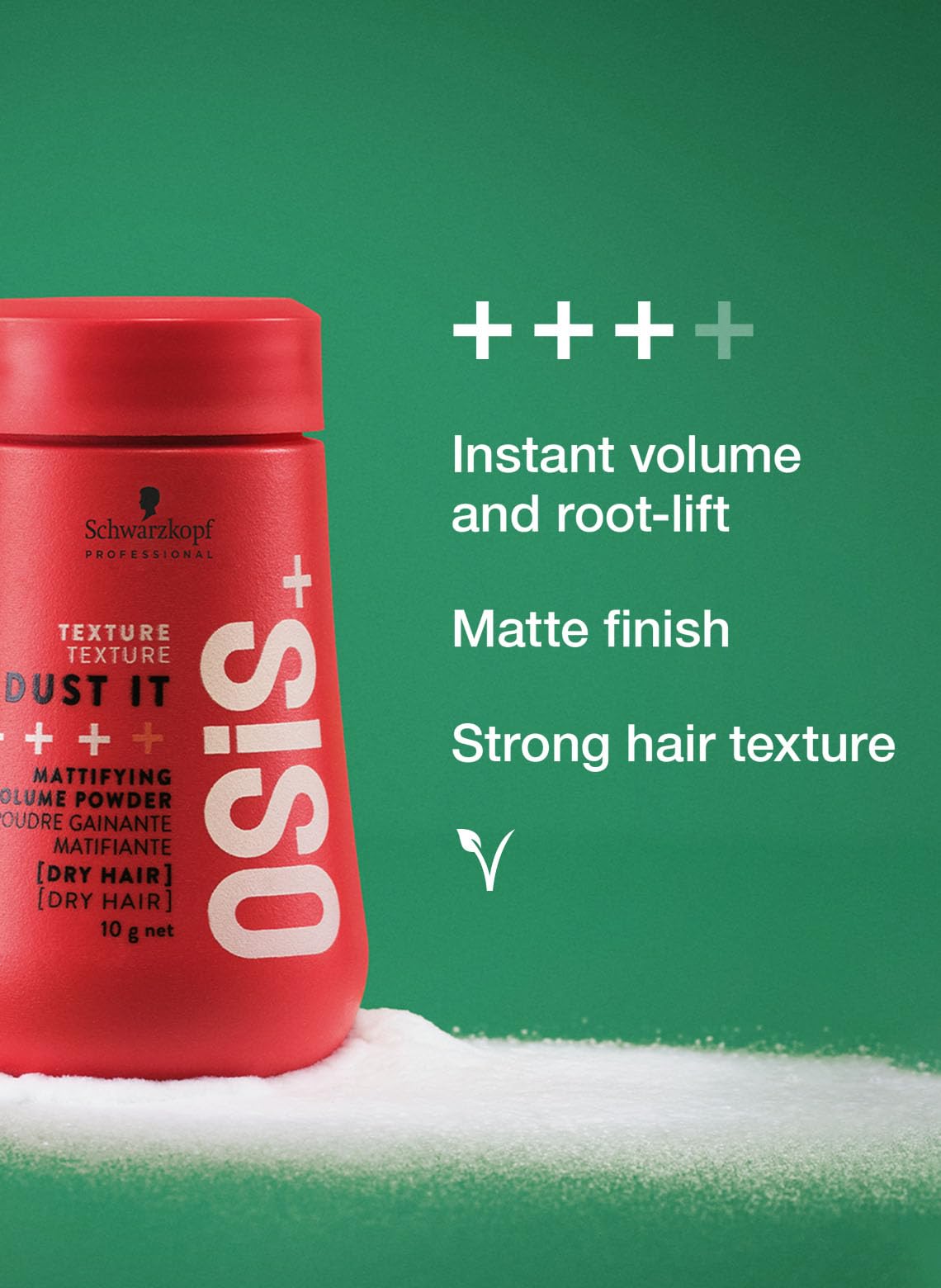 OSiS+ Dust It – Mattifying Volume Powder – long-lasting Hold, Strong Control and Separation – Matte Effect Texturizer Product for Wild Hair Styling and Volumizing, 0.35 oz