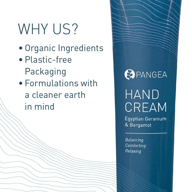 Pangea Organics - Natural Egyptian Geranium + Bergamot Hand Cream | Vegan, Non-Toxic, Fast-Absorbing & Hydrating | Clean Beauty in Sustainable Aluminum Tube (3.3 oz | 97 ml)