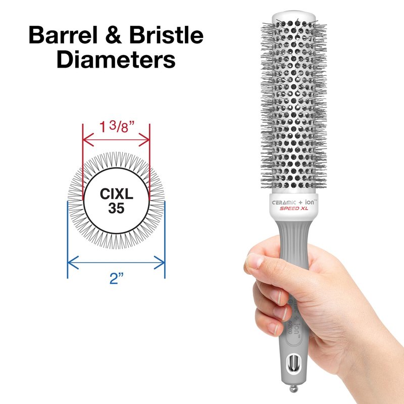 Olivia Garden Ceramic Ion Speed XL - Extra-Long Round Thermal Hair Brush | Professional Blowout Tool for Normal to Thick Hair