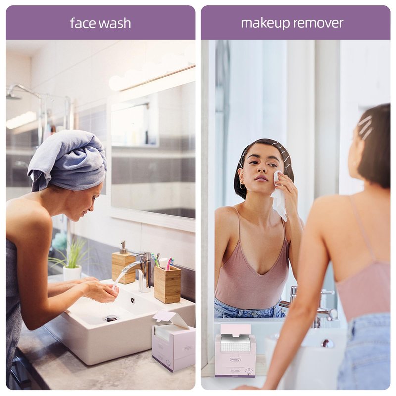 260 Count 4 PACK Disposable Face Towel, 100% Cotton Biodegradable Soft, Large Size 10"X 12"and Thick Disposable Clean Face Towels for Washing and Drying RUIJIU