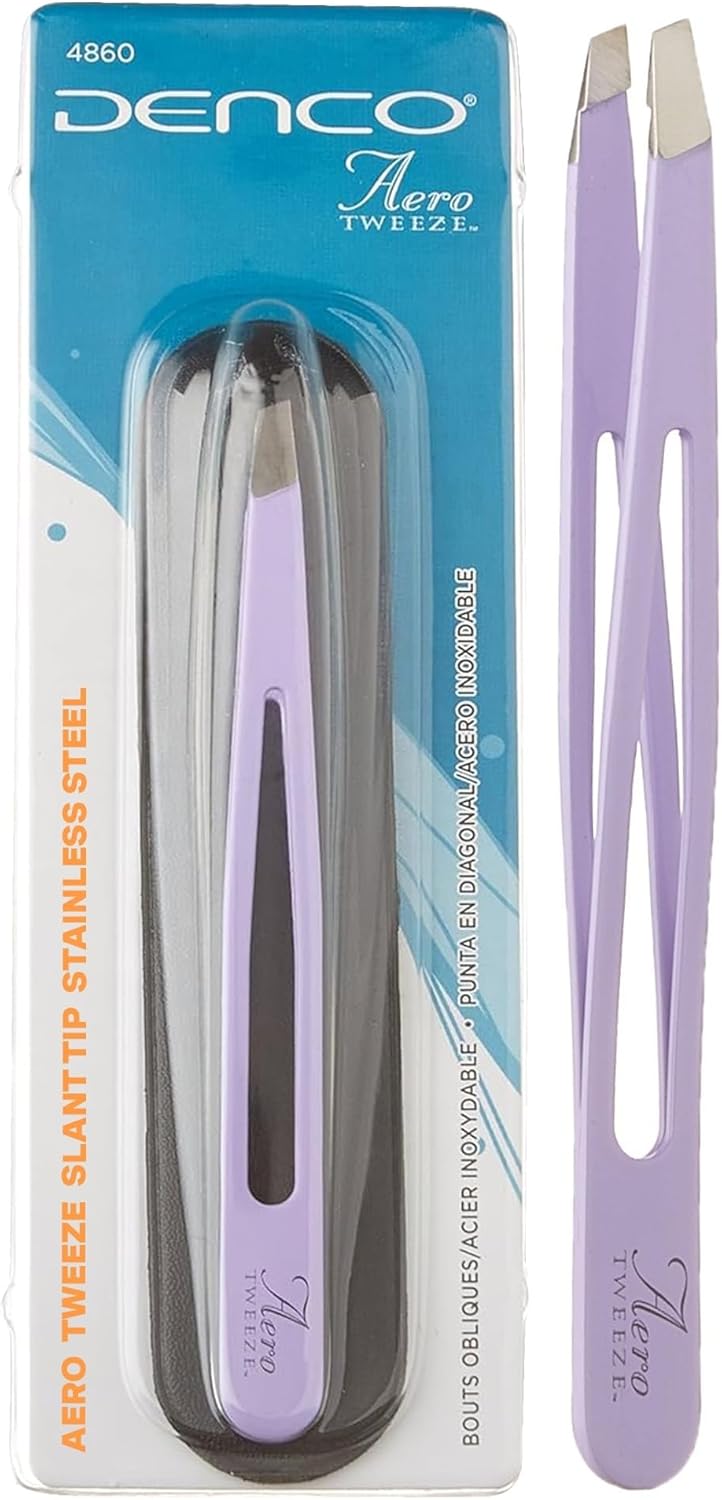 Aero Tweeze Slant Tip Tweezers - Precision Stainless Steel Eyebrow Tweezers for Shaping & Hair Removal | Lightweight Design with Pouch