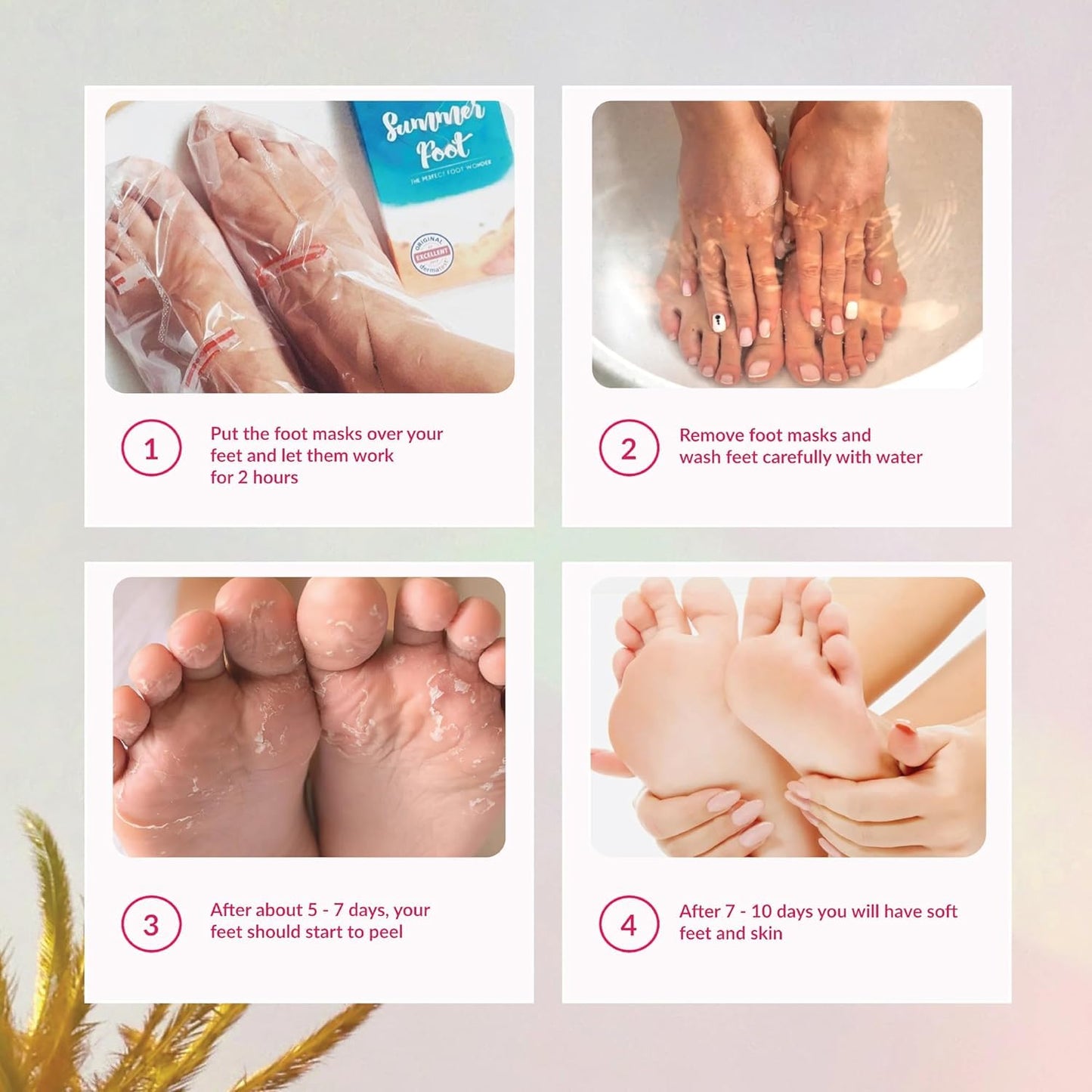 Summer Foot Peeling Mask That Removes Dead Skin - Dermatologically Tested Callus Remover for Dry Cracked Feet - Exfoliating Foot Peel Mask for Baby Soft Feet - Cucumber & Urea Extracts