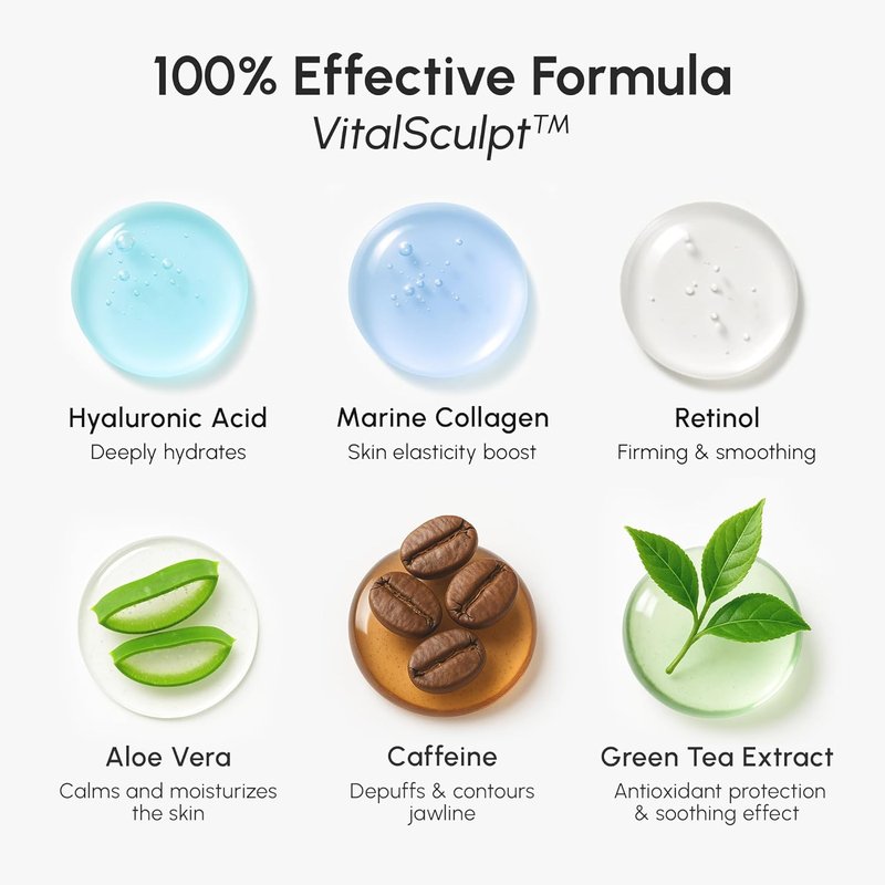 V Line Lifting Mask with Hyaluronic Acid - Collagen Face Mask for Jawline Shaping & Neck Firming | Anti-Aging Retinol Treatment