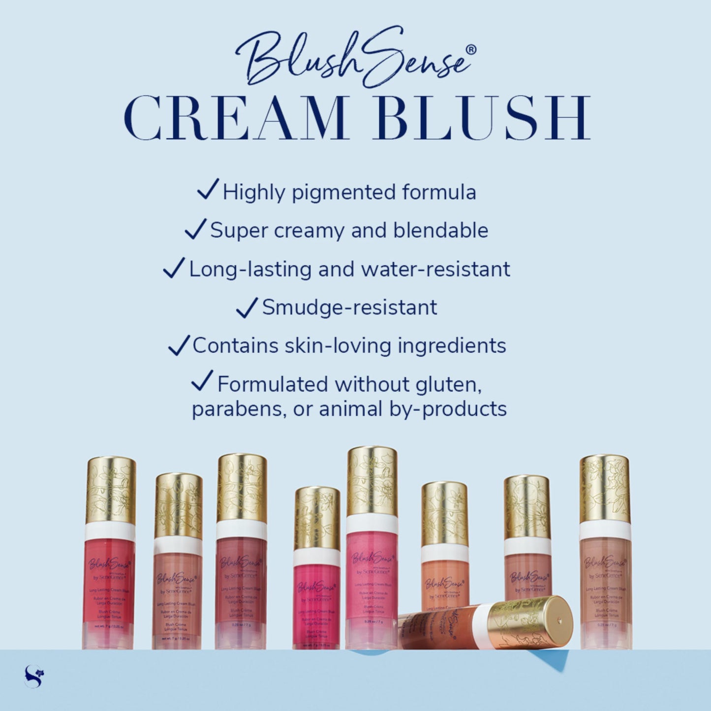 SeneGence BlushSense Cream Blush, Pouty Pink, 0.25 Oz, Blendable Hydrating Formula with SenePlex+ for Anti-Aging Benefits, Enriched with Vitamins B & E