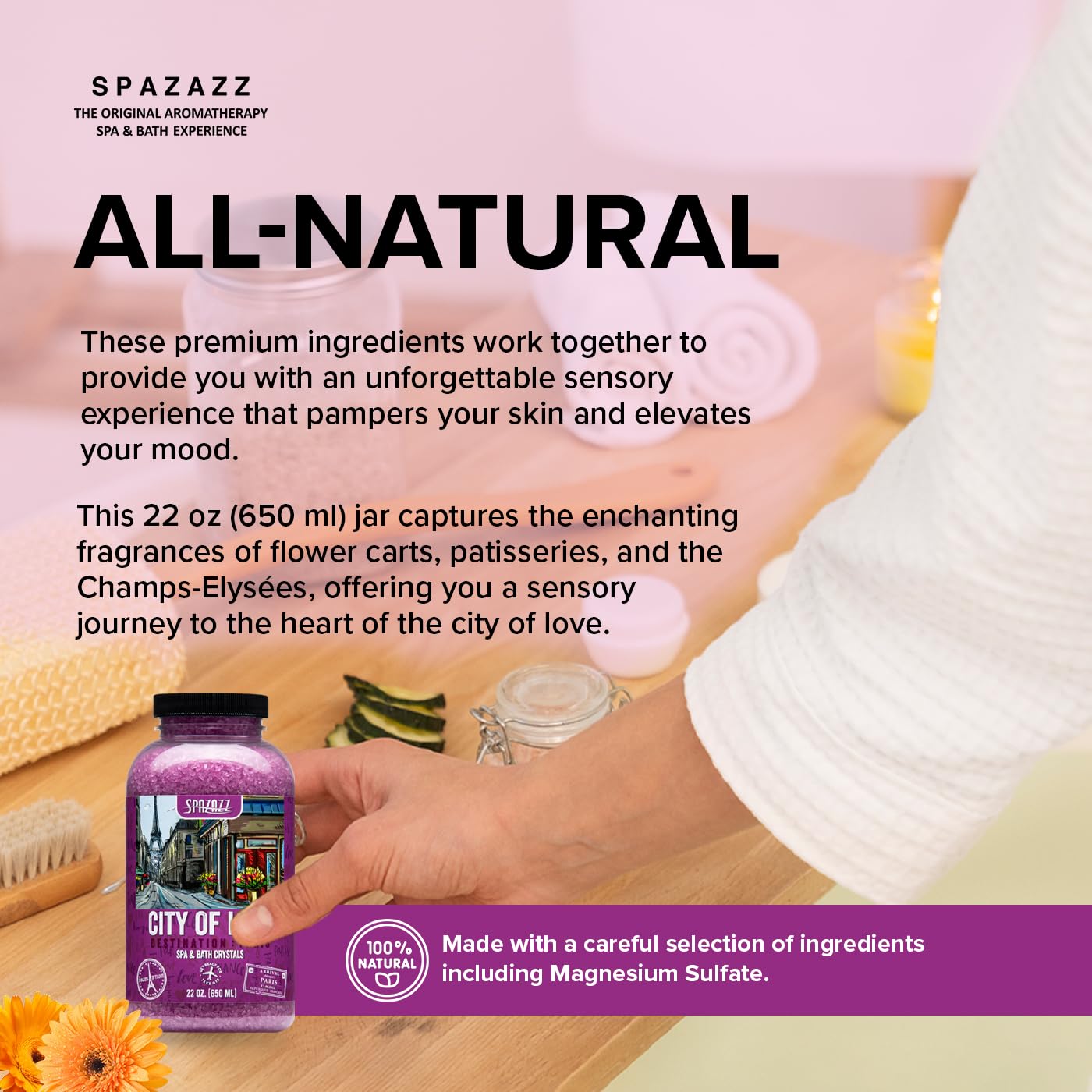 Spazazz SPZ-301 Love & Romance in Paris Hot Tub Scent & Fragrance - Couples Spa Gift - Destination Bath Salt Crystals 22 oz