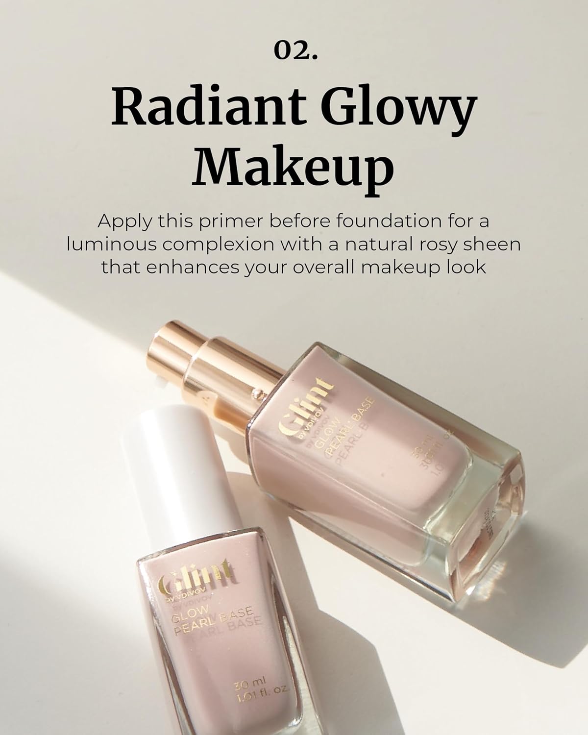 Glow Pearl Base Moisturizing Foundation Primer - Radiant Champagne Pink Finish | 30 ml