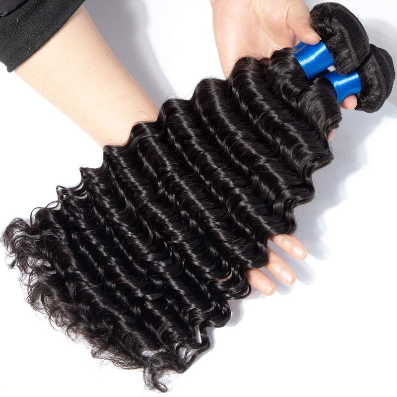 Cranberry Hair Deep Wave Bundles Human Hair Brazilian Virgin Deep Curly Weave Virgin Hair Bundle Deep Wave One Bundle 22 Inch Wet and Wave Hair Extensions for Women Nature Black