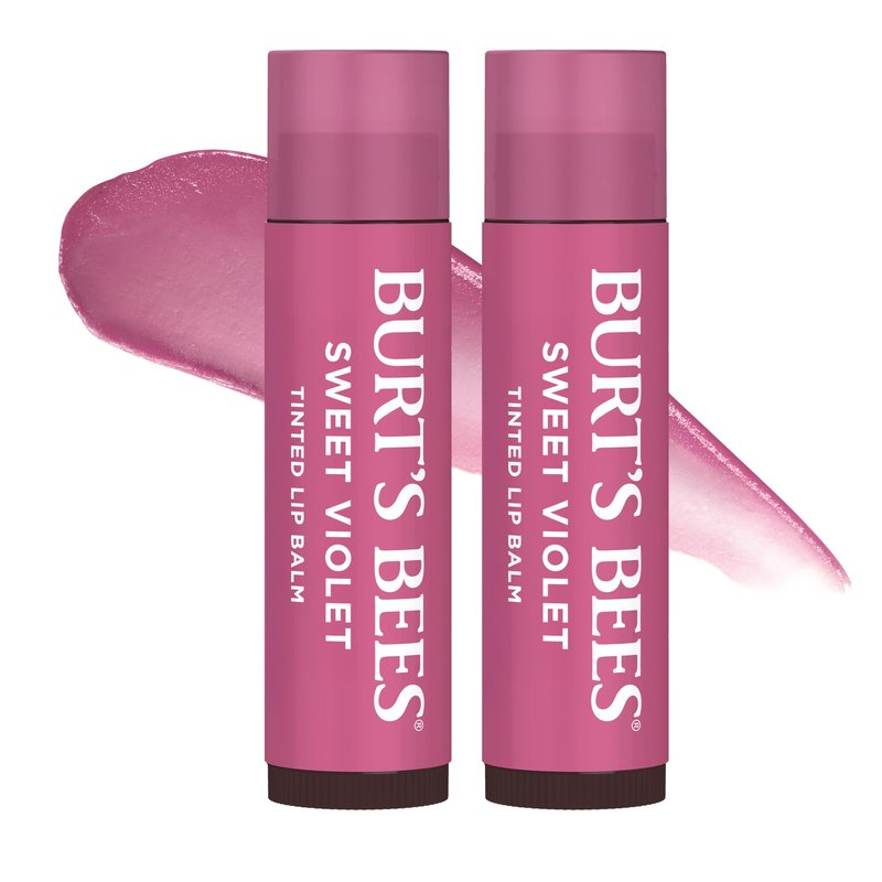 Burt's Bees 100% Natural Tinted Lip Balm, Sweet Violet, 0.15 Oz, Pack of 2
