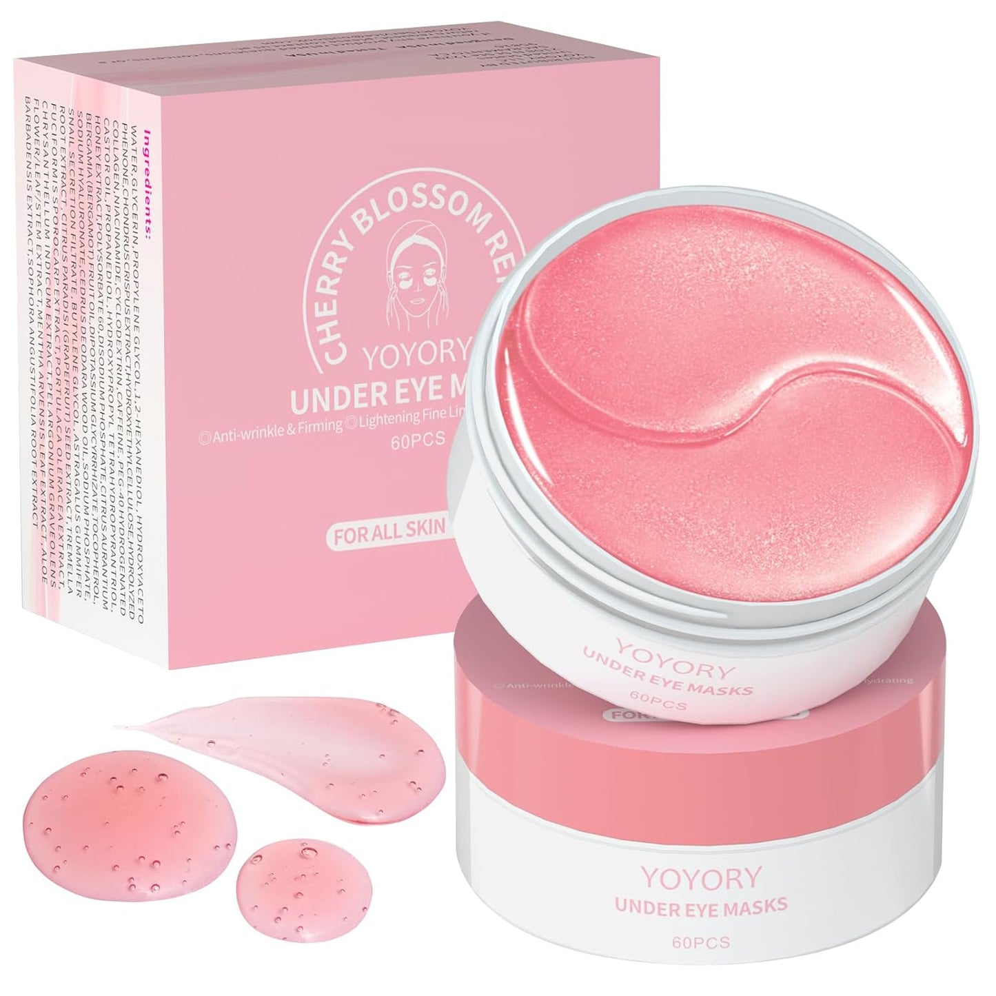 Under Eye Patches - Collagen & Hyaluronic Acid Treatment for Dark Circles, Puffiness & Fine Lines | 60 Pcs, Pink