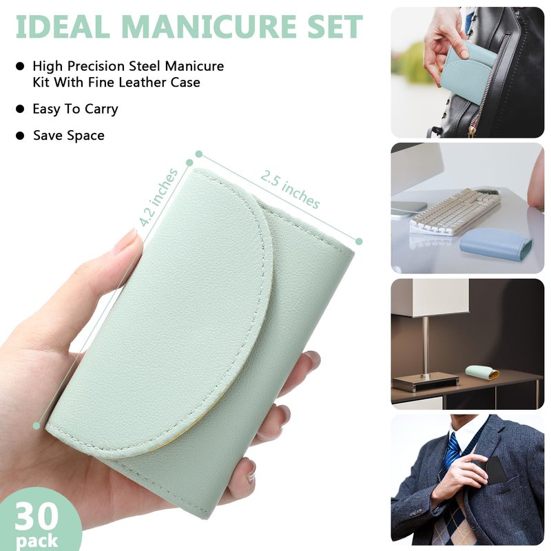 30 Set Manicure Kit Bulk Nail Clippers 7 in 1 Mini Nail Clippers Stainless Steel Professional Care Pedicure with Travel Bag Grooming Kit for Women Men Home(Retro Color,Stylish)