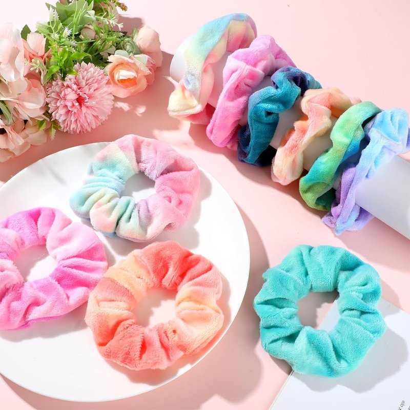120 Pcs Velvet Scrunchies - Soft Elastic Hair Ties for Women | Cute Tie Dye Hairbands & Ponytail Holders