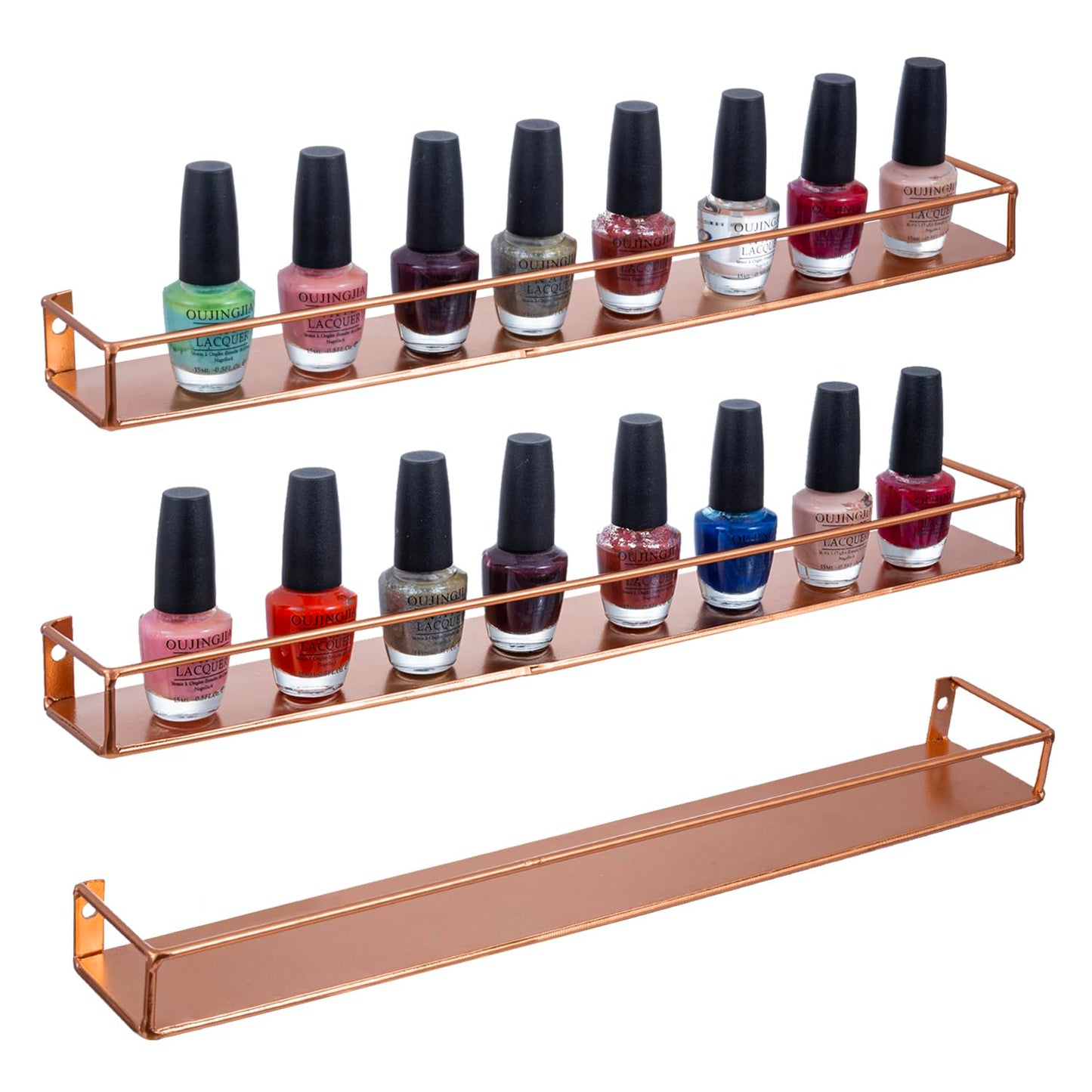 MyGift Modern Copper Metal Wall Mounted Display Racks, Set of 3