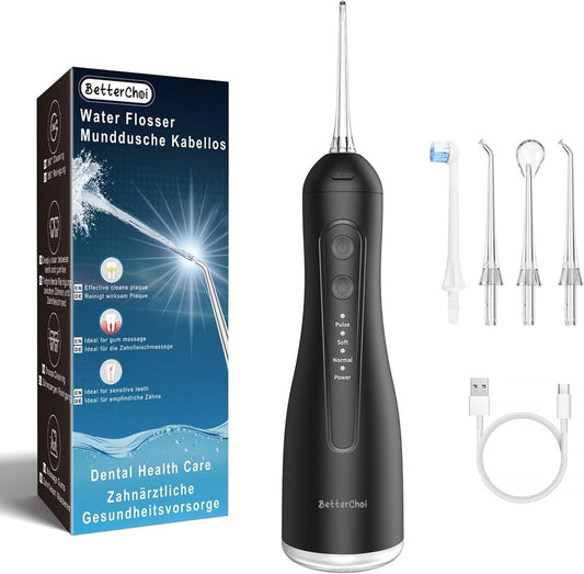 Water Flosser for Teeth - Portable Cordless Dental Irrigator | 4 Cleaning Modes, IPX7 Waterproof, USB-C Charging, Black