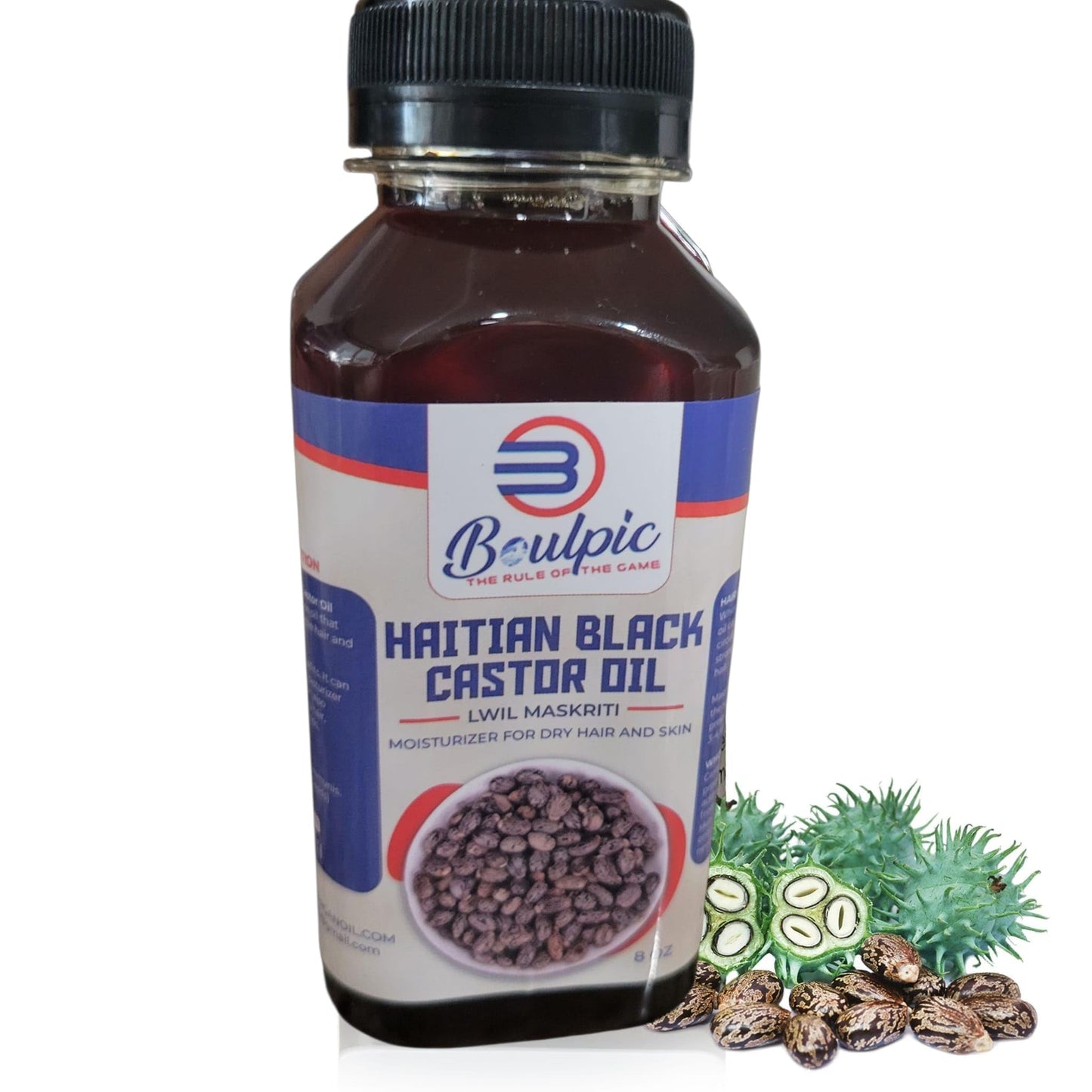 Meme Haitian Black Castor Oil (Lwil Maskriti) – 100% Pure, Cold-Pressed, Unrefined – Promotes Hair Growth, Moisturizes Skin, Strengthens Nails, Aids Digestion – 8 fl oz