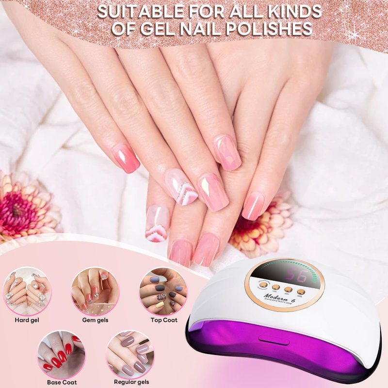 HeerMua Professional UV Light for Nails, 268W LED UV Nail Lamp for Gel Nail Polish with 4-Timer Auto Sensor, Large Space Gel Nail Lamp for 2 Hands with 69 PCS LED Beads, Nail Dryer for Salon & Home