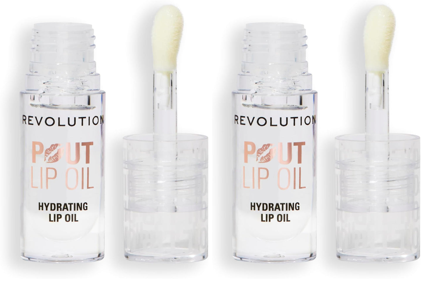 Revolution, Pout Lip Oil, Nourishing Tinted Lip Oil, High Shine, Non-Sticky Finish, Vegan & Cruelty-Free, Lychee Clear, 0.13 oz (Pack of 2)