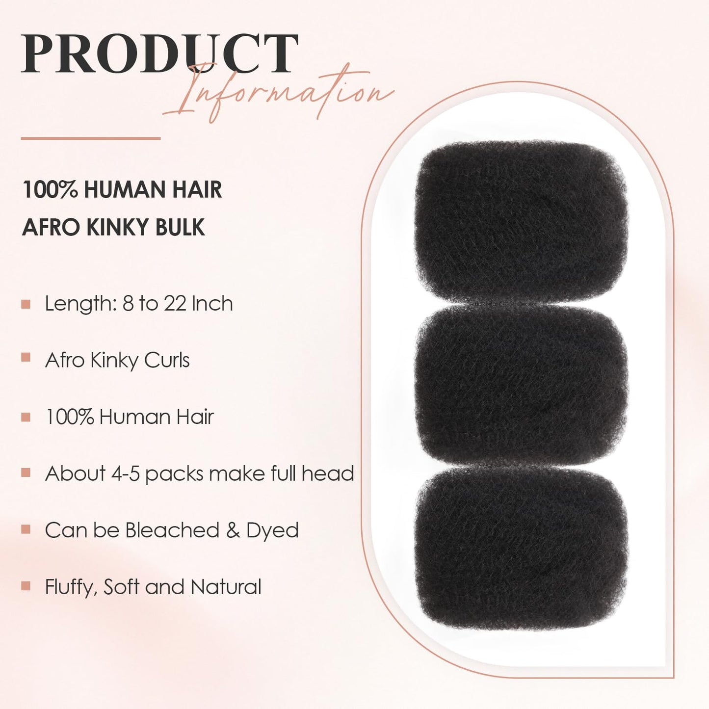 Teresa Afro Kinkys Bulk Human Hair For Twists, Afro Kinky-Curly Human Hair Bulk For Dreadlocks Extensions,Bulk Human Braiding Hair Afro Kinky Twist Extensions Natural And Soft (14 Inch, 30g/Pack)