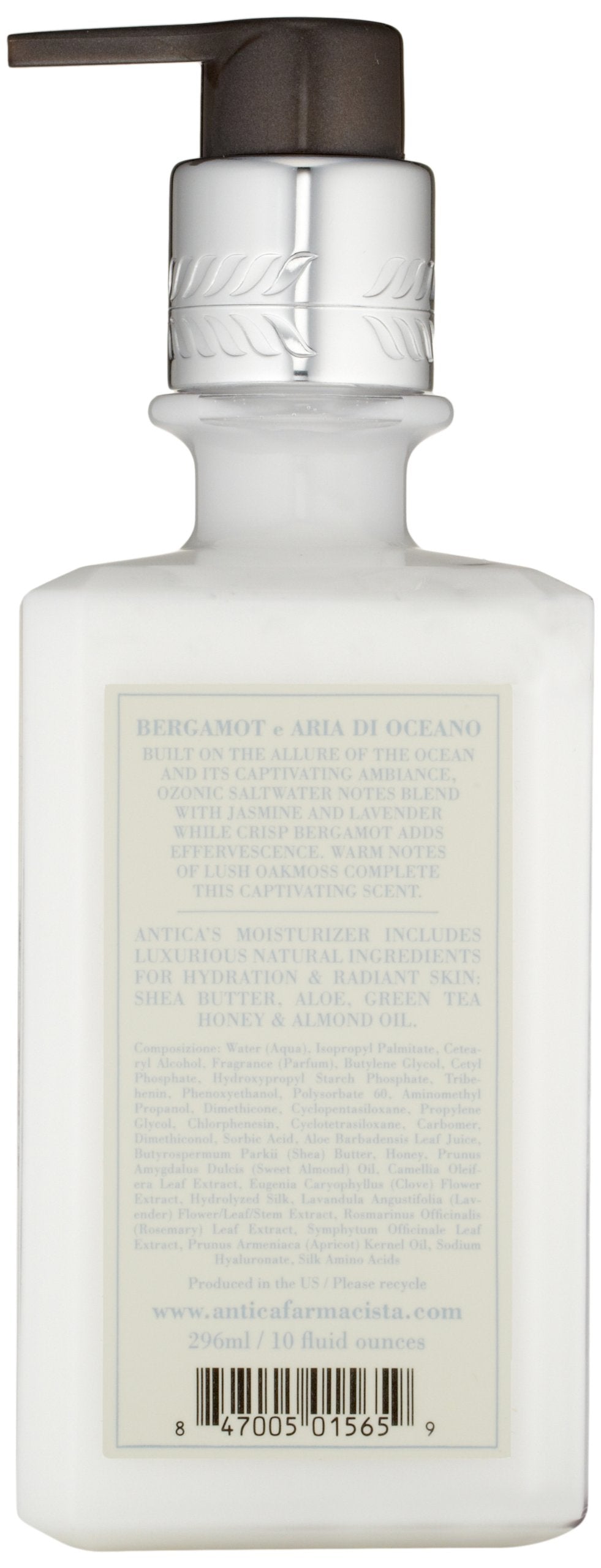 Antica Farmacista Body Moisturizer - Scented Moisturizing Lotion with Aloe Vera, Green Tea & Sweet Almond Oil - Gift for Any Occasion - Bergamot & Ocean Aria, 10 fl oz