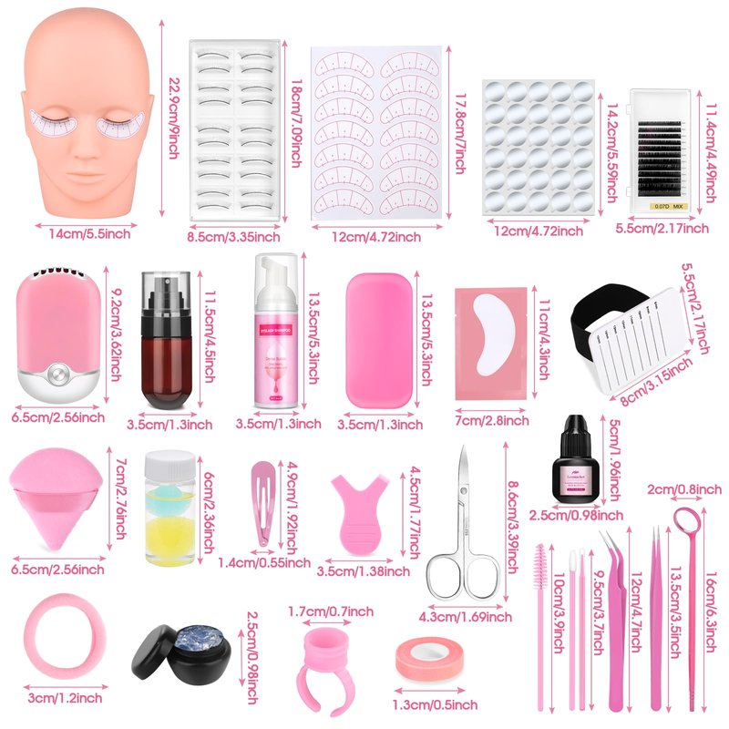 484 Pcs Lash Extension Kit for Beginners, Professional Kit with Tweezer Cleanser, Unloading Glue Paste, Eyelash Glue, Lash Foam Concentrate, Lash Extension Supplies for Practice Training Kit