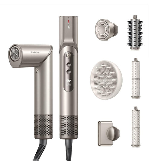 Dreame Dazzle Hair Styler and Dryer- Intelligent Nozzle Recognition, 110,000RPM High-Speed Motor for Fast Drying, 300M Negative Ions, 5 Snap-on Attachments, Smart Screen, 3 Customizable Modes