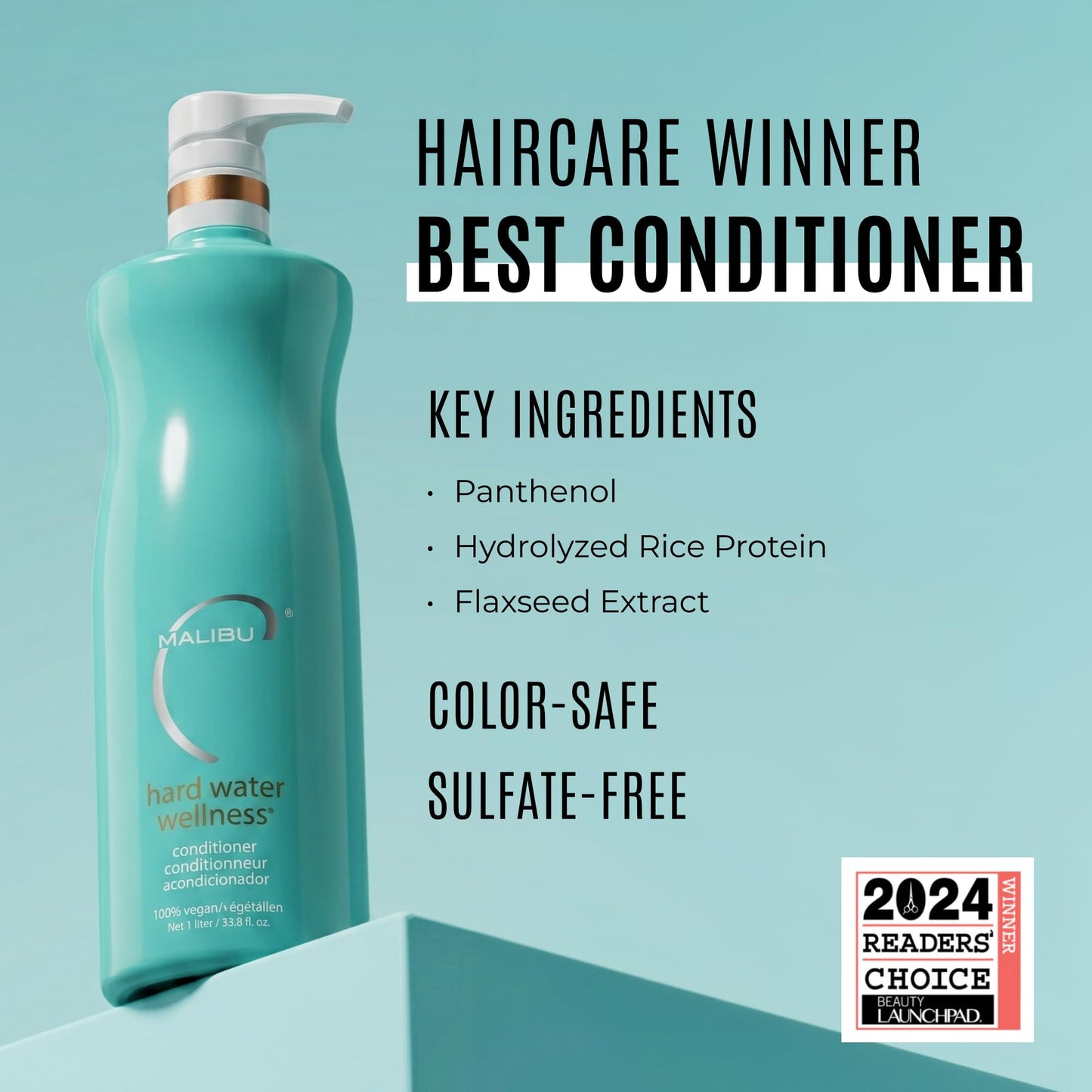 Malibu C Hard Water Wellness Hair Conditioner - Sulfate Free Conditioner that Increases Moisture & Shine - Protects Hair from Waterborne Elements (33.8 oz)