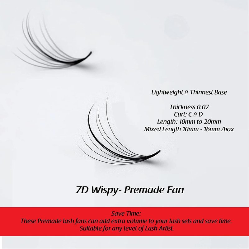 Premade Fan Eyelashes - 1000 Fans 3D/4D/5D/6D/7D/8D/10D/12D/14D | C/CC/D Curl, 8-20mm Length, 0.03/0.05/0.07 Thickness