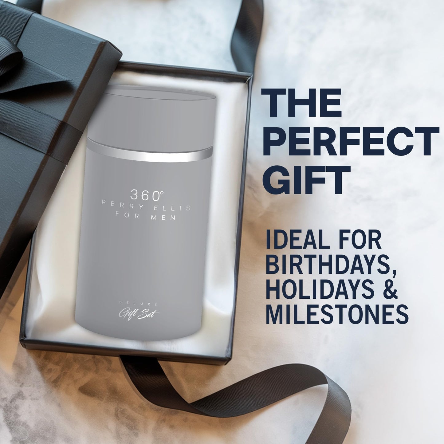 Perry Ellis 360° 3-Piece Gift Set - Men's Cologne - 3.4 fl oz EDT, 3 oz Shower Gel, .25 fl oz EDT mini travel spray - fresh, woody, citrus, aquatic, long-lasting, gift idea