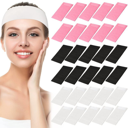 Hanaive 120 Pieces Disposable Headbands with Closure Wrapped Spa Headband for Women Salons Face Washing Shower Stretch Non Woven Hair Band for Esthetician Supplies Makeup Artists