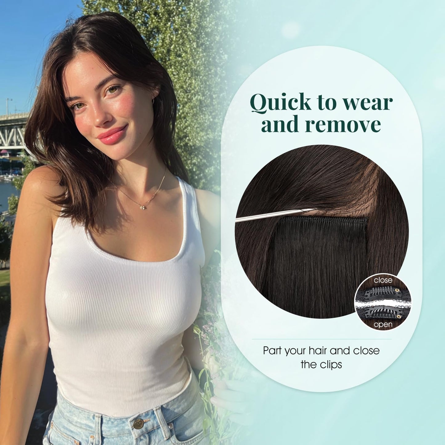 Benehair 6 PCS Clip in Short Hair Extensions 100% Real Human Hair Seamless & Invisible for Women Instant Volume Highlight Length for Daily Use 12" Dark Brown