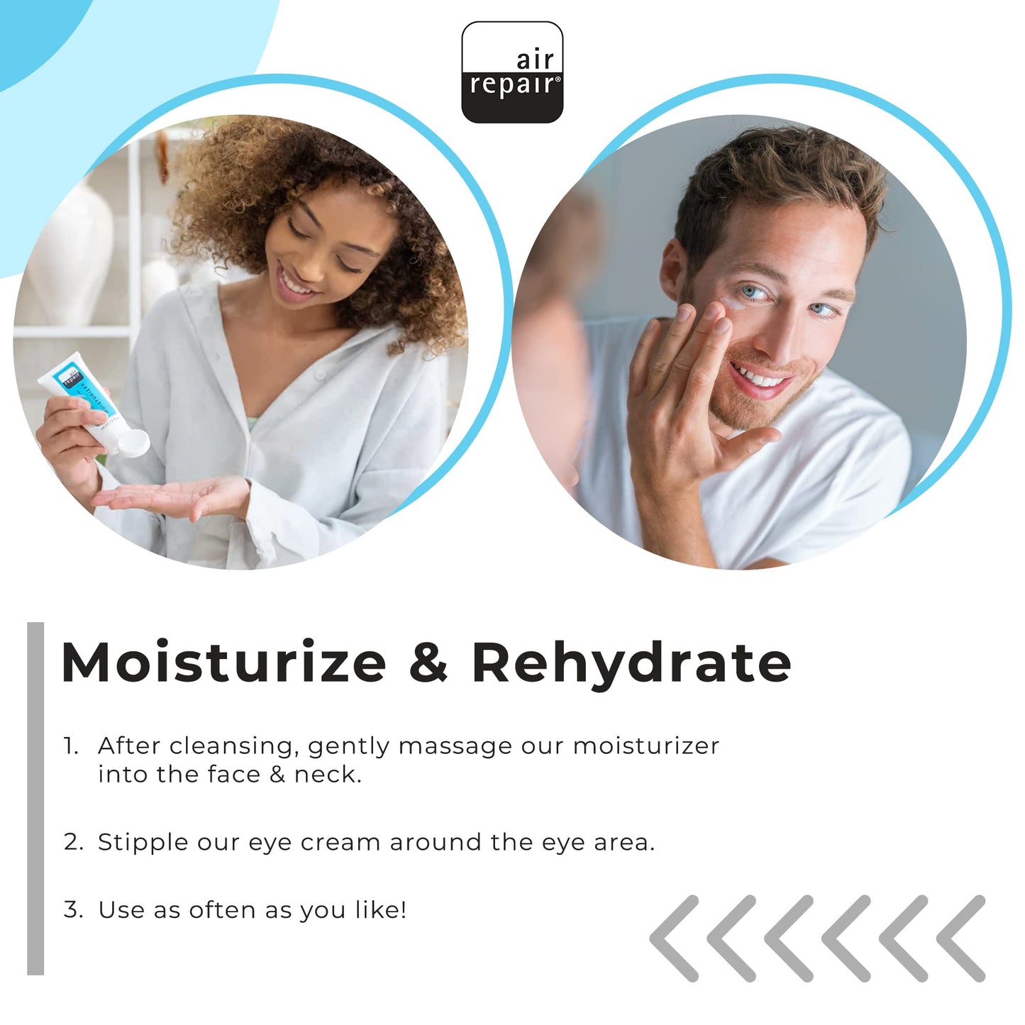 Skin Moisturizer & Eye Repair Cream - Air Repair Super Hydrating Eye Cream for Dark Circles, Wrinkles, & Puffy Eyes, & Complexion Boosting Face Moisturizer with Hyaluronic Acid - Vegan Skin Care Set