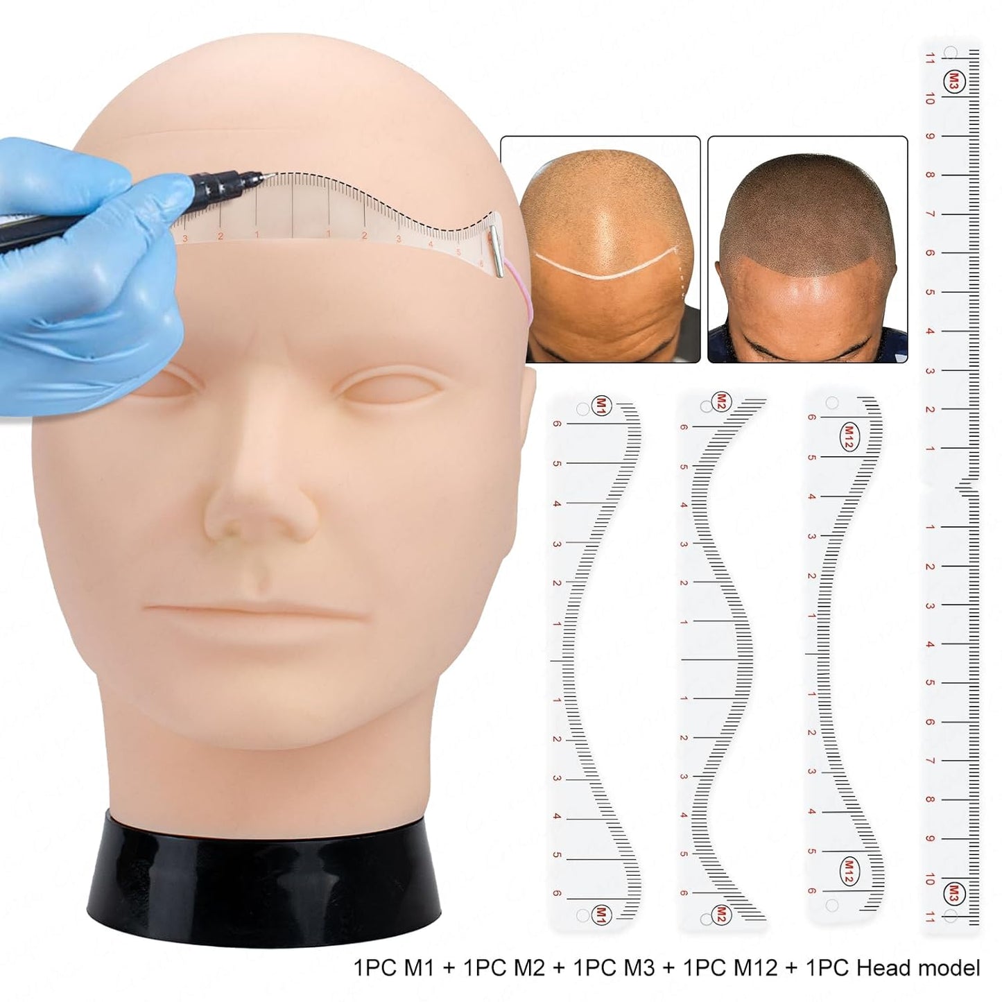 Scalp Micropigmentation Practice Kit - 3D Training Head & Tools for Precision SMP Practice | Male Model