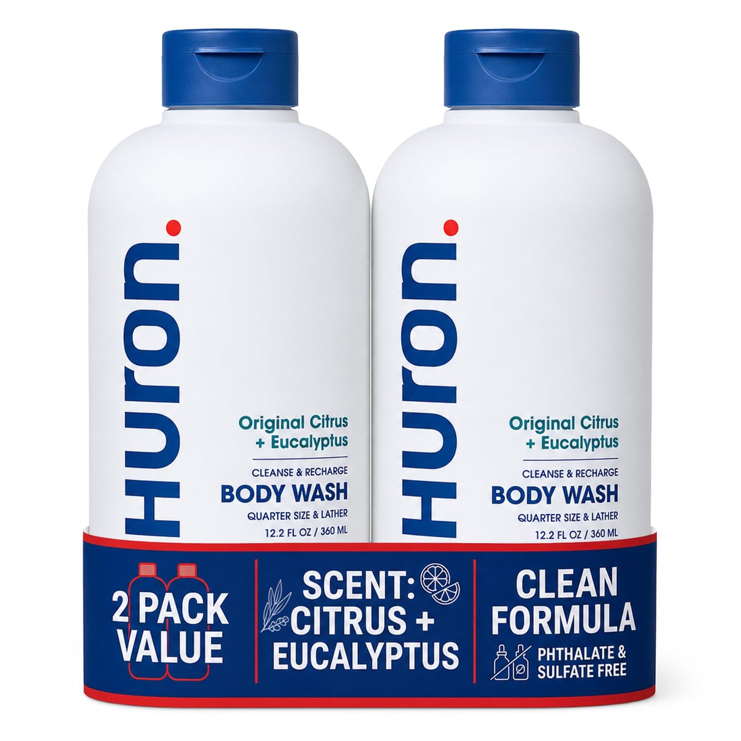 Huron Body Wash: Citrus + Eucalyptus Scent, Non-Toxic; 2-pack (11.3oz)
