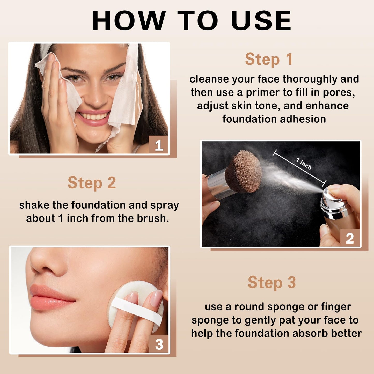 QIUFSSE Airbrush Foundation with Primer,Silk Flawless Airbrush Makeup,Buildable Coverage with Anti-aging Formula,Moisturizing Foundation Makeup (02 Beige)