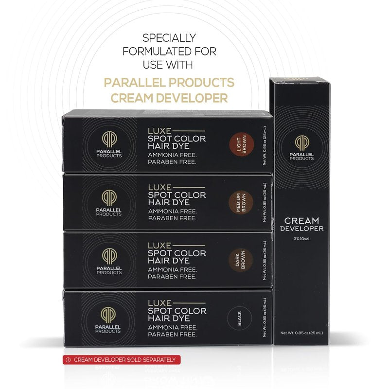 Parallel Products - Luxe Color (Black) - Cream Hair Dye - 25mL - Tint for Professional Spot Coloring - Covers Grey Hair - Root Touch-Up