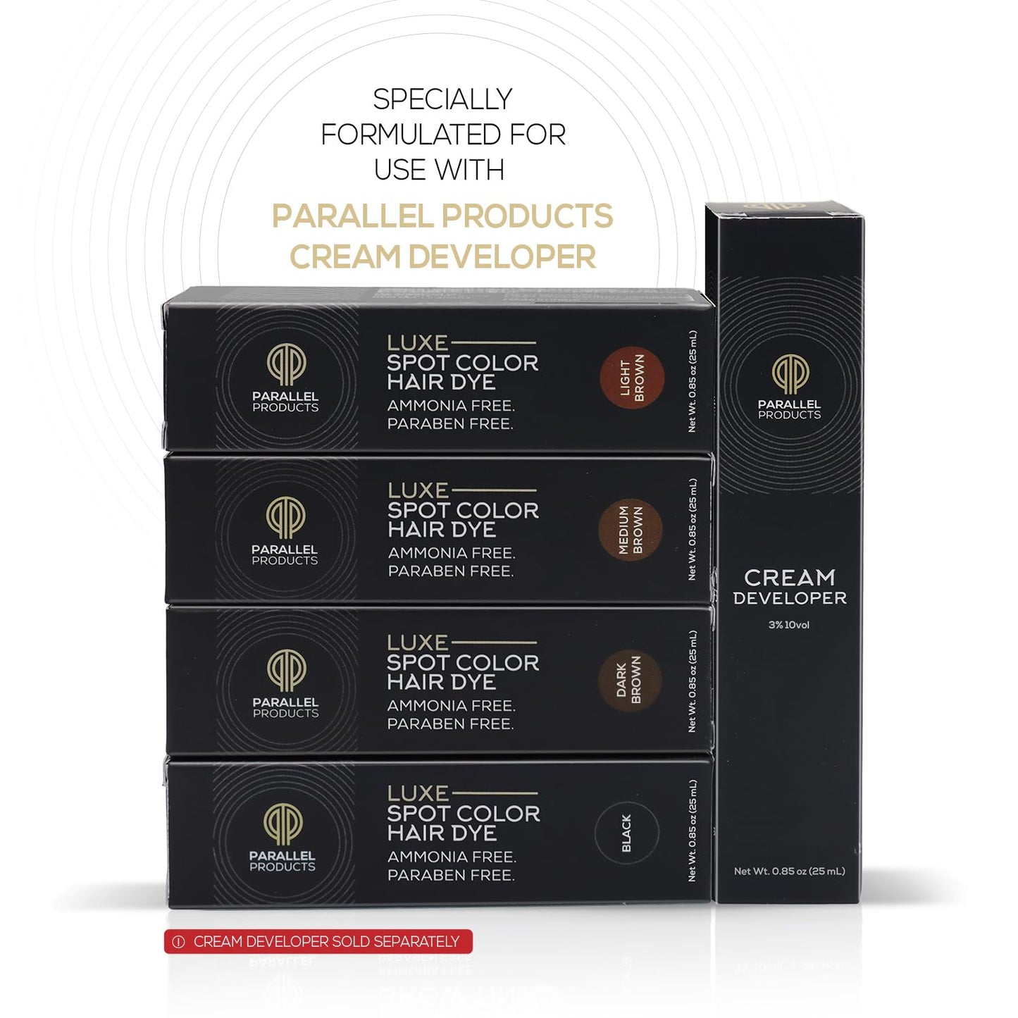 Parallel Products - Luxe Color (Medium Brown) - Cream Hair Dye - 25mL - Tint for Professional Spot Coloring - Covers Grey Hair - Root Touch-Up