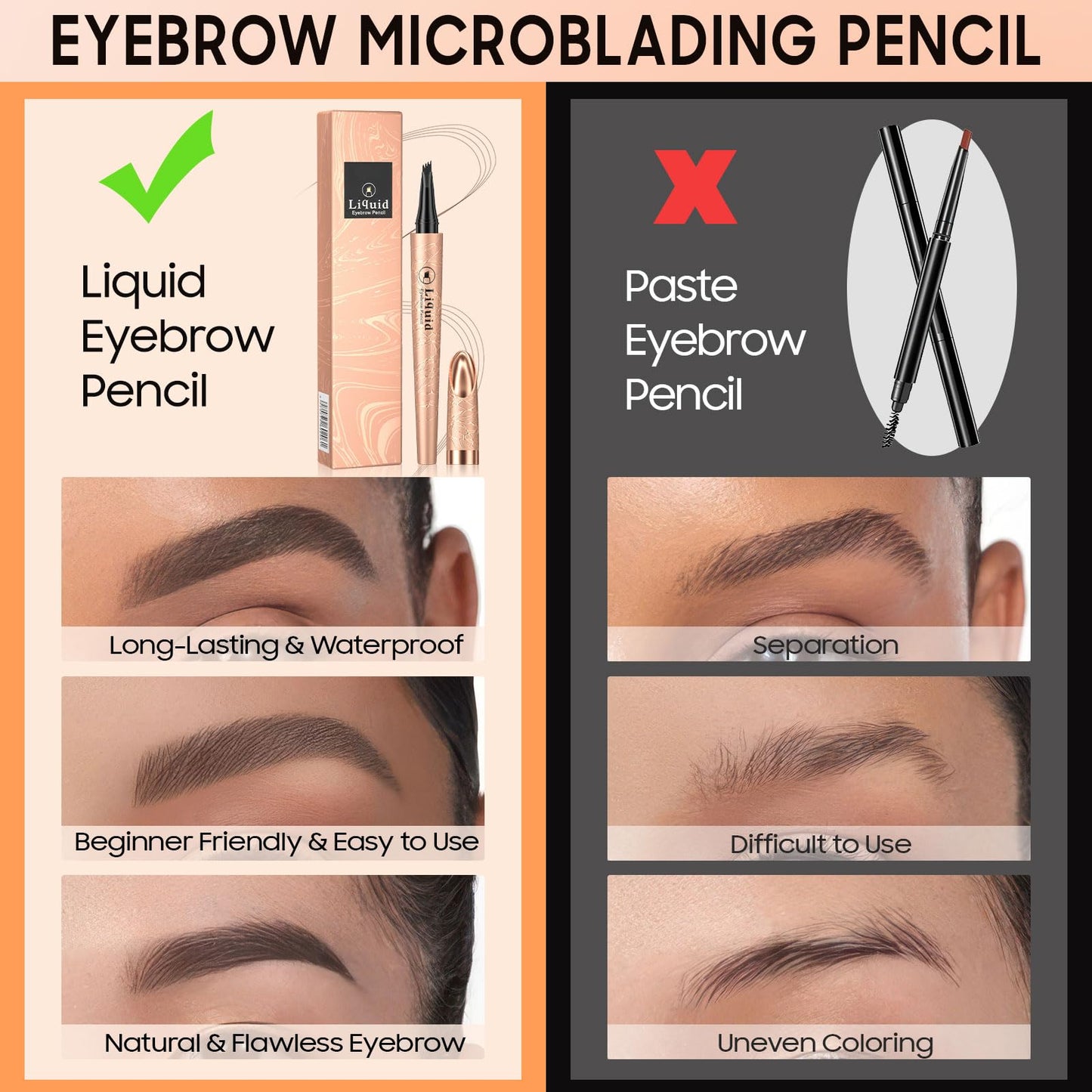 Microblading Eyebrow Penci Longl Lasting Eyebrow Pen Eyebrow Pencils for Women (Light Brown)