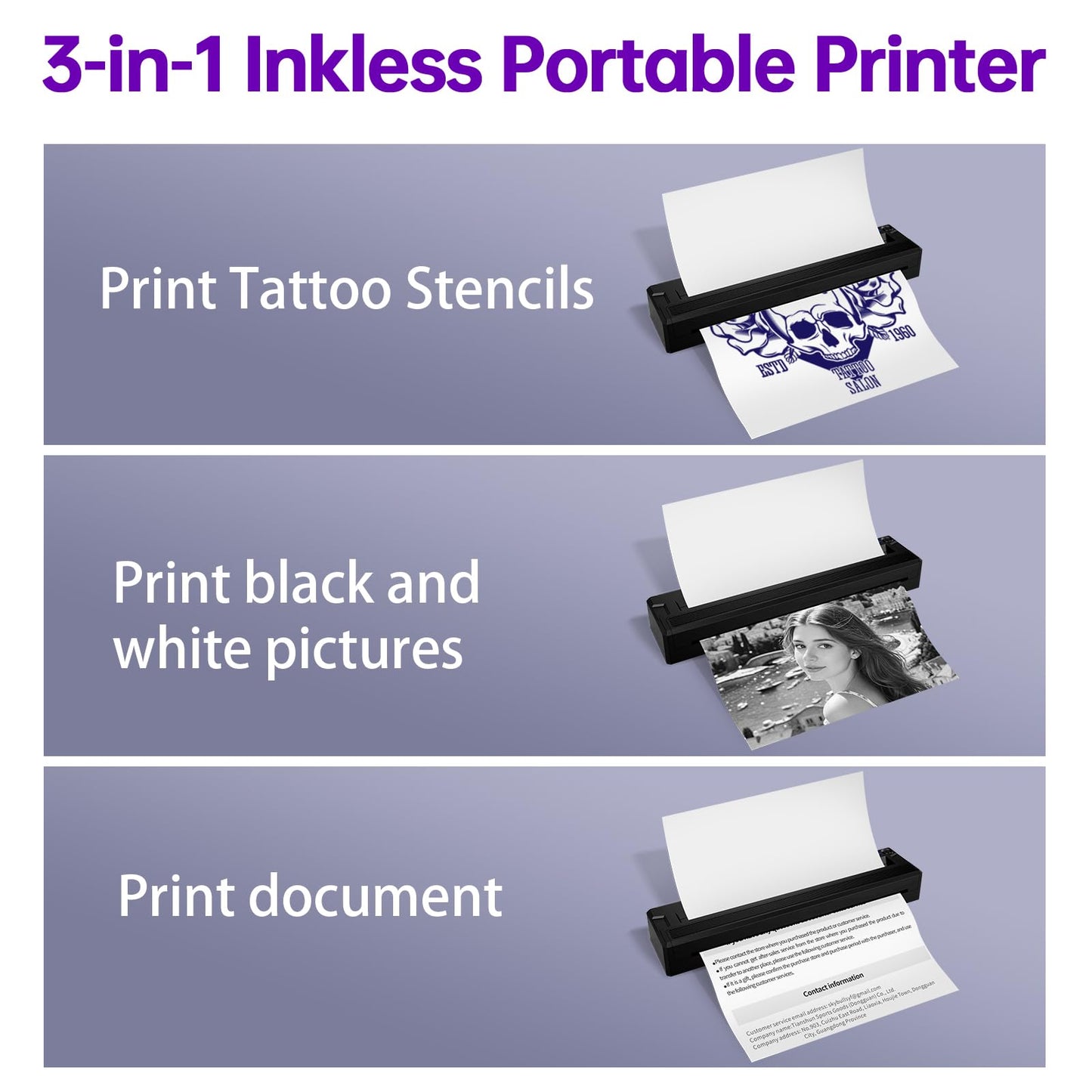 INKLESSPRINT Tattoo Stencil Printer Machine, Portable Tattoo Transfer Printer for Tattoo Artists & Enthusiasts, Support Smartphone,PC, Android, iOS, Windows,Mac.Grey