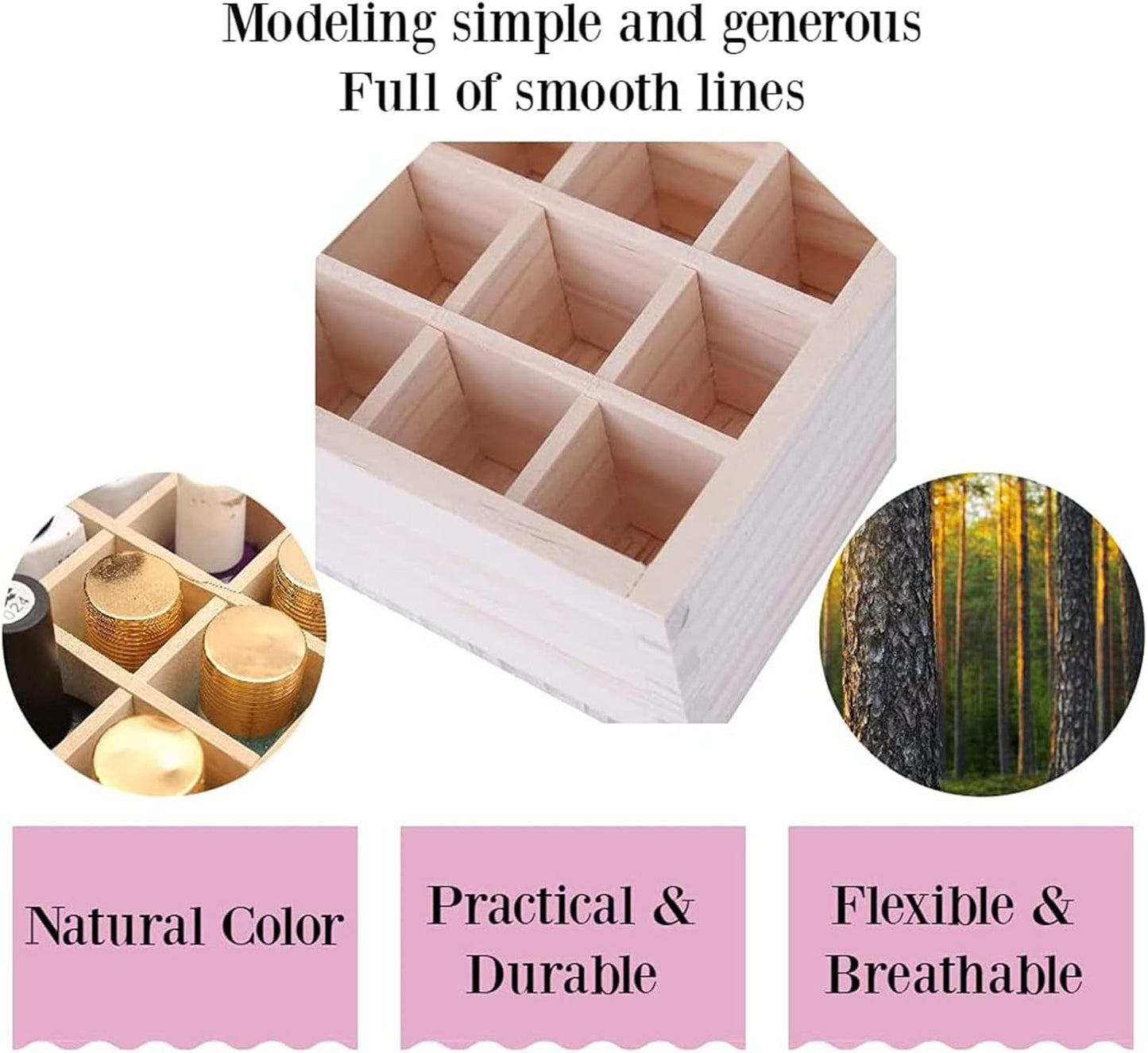 Essential Oil Storage Box - Wooden Organizer with 32 Slots for 5-15 ml Bottles | Nail Polish Display Holder