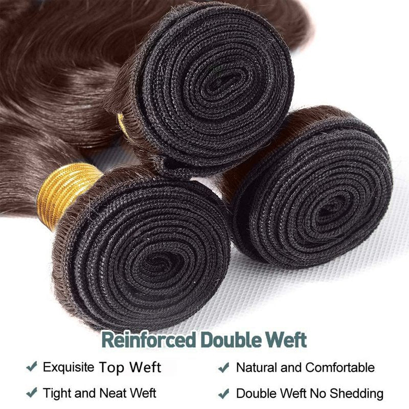 Chocolate Brown Bundles Brown Water Wave Human Hair Bundles #4 Human Hair Bundle 14 16 18 inch Mixed Length 300g