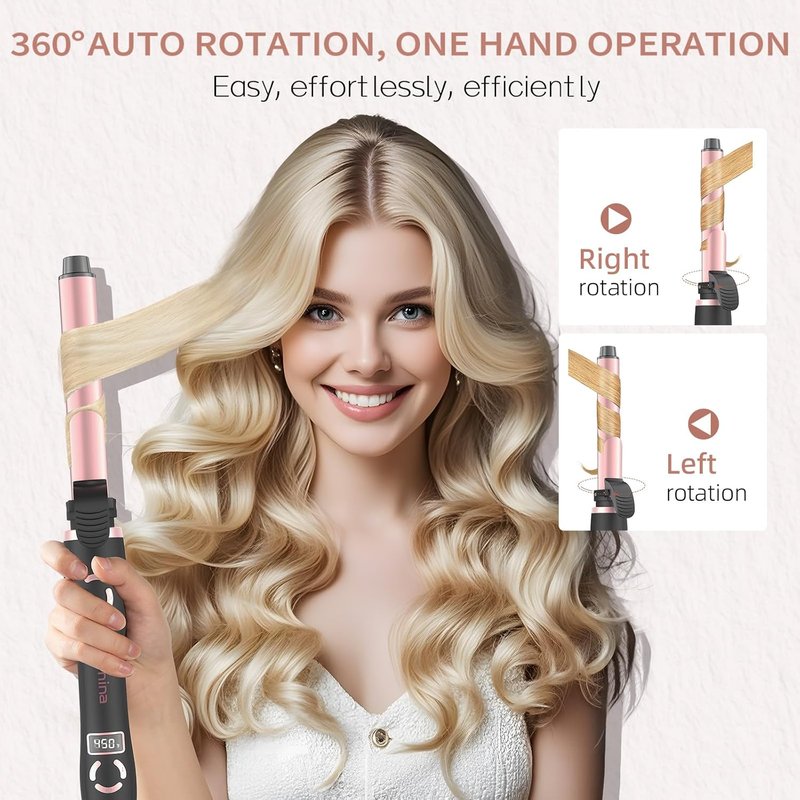 Automatic Curling Wand - 1 Inch Rotating Curling Iron for Long Hair | Fast Heating, Dual Voltage, 12 Temp Settings