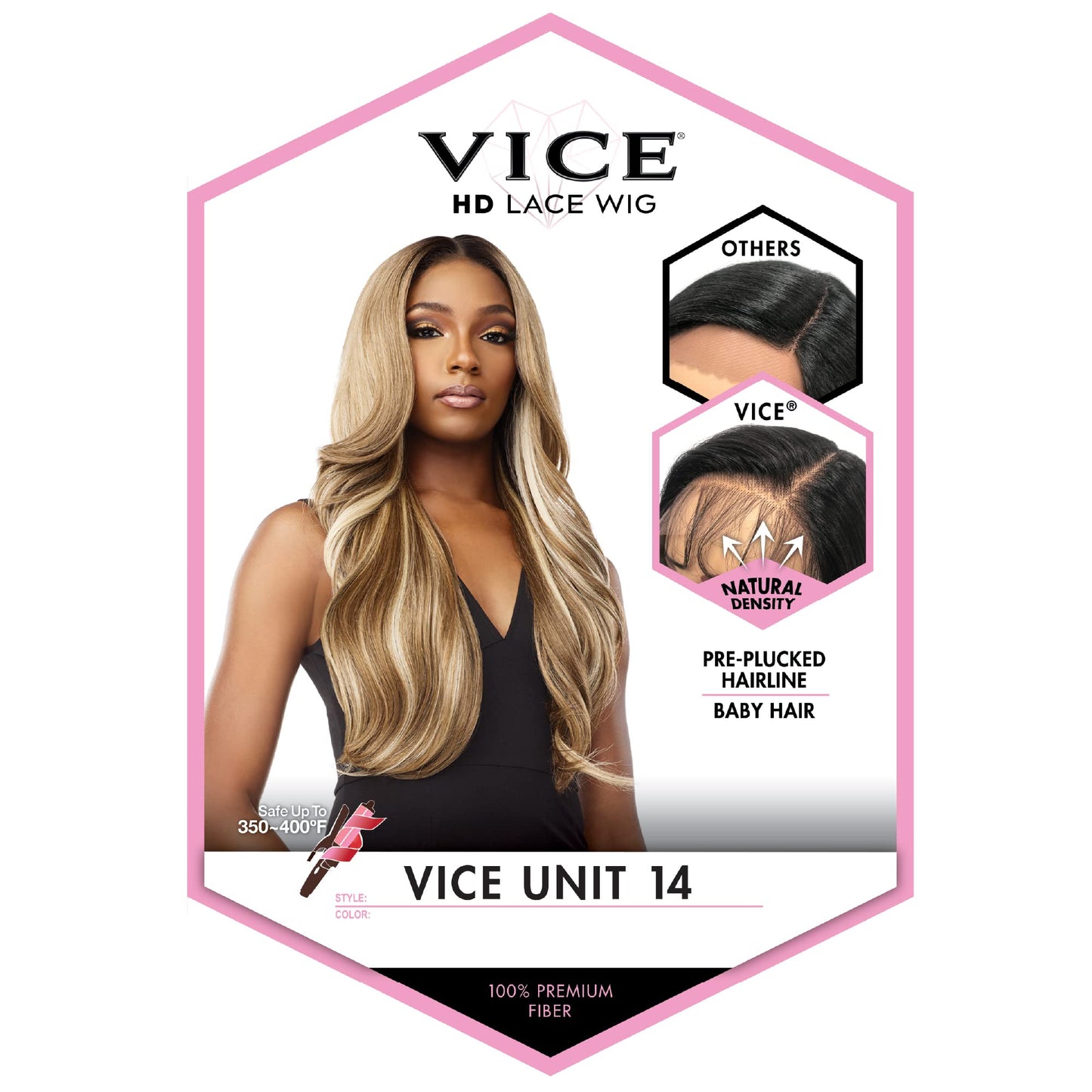 Sensationnel Vice Lace Front Wigs - Unit 14 5 Inch Deep Part Synthetic Preplucked Hairline (1B OFFBLACK)