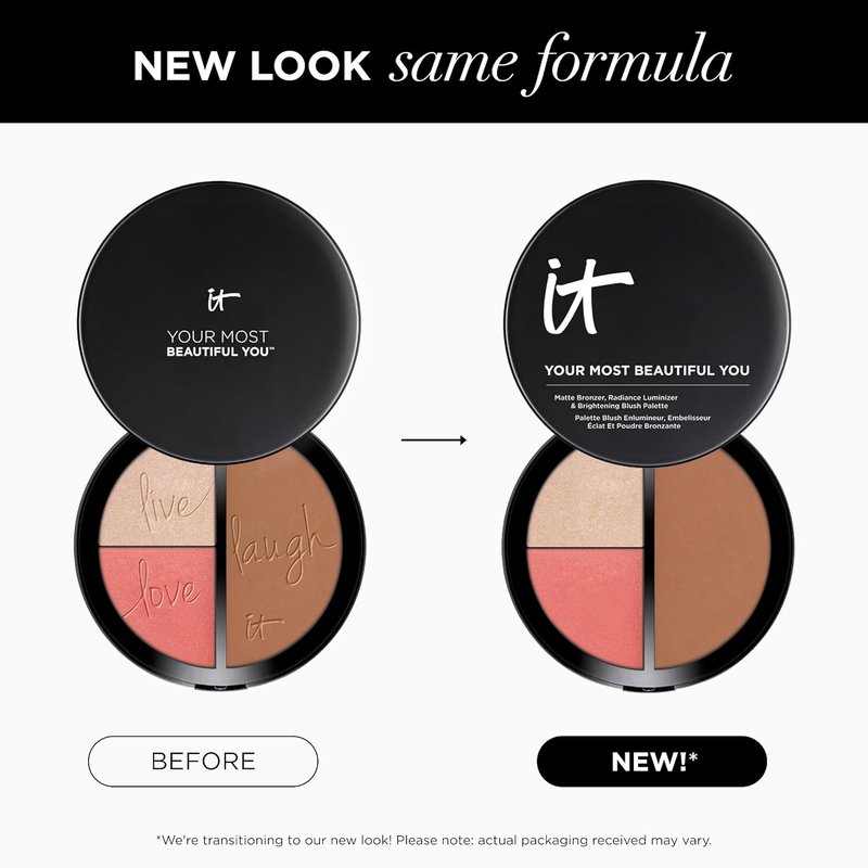 IT Cosmetics 3-in-1 Makeup Palette | Matte Bronzer, Luminizer & Blush with Peptides