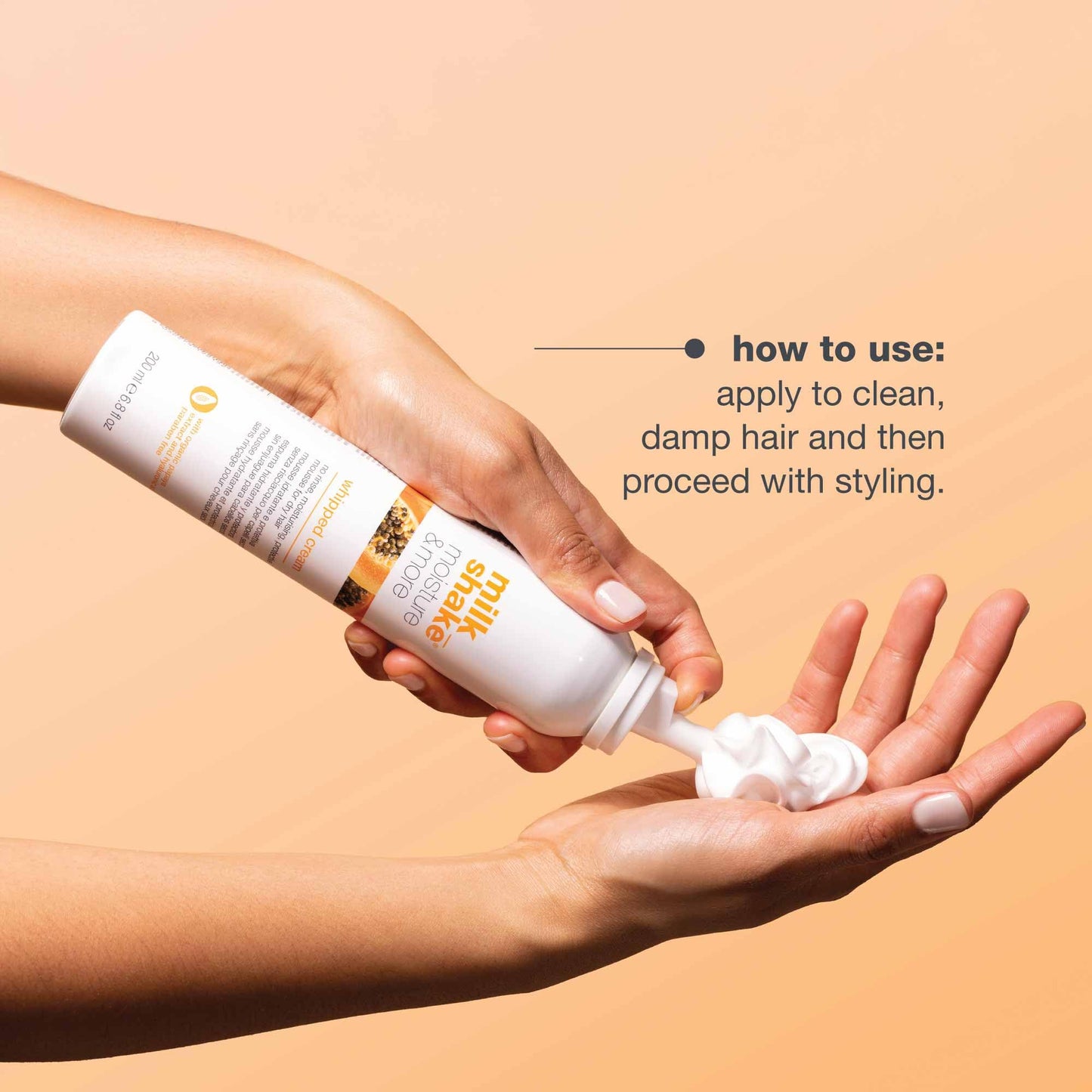 milk_shake Moisture & More Whipped Cream - Conditioning No Rinse Hair Moisturizer Foam | Shinier Hair with Healthy Glow | Boosts Softness | 6.8 fl oz (200 ml)