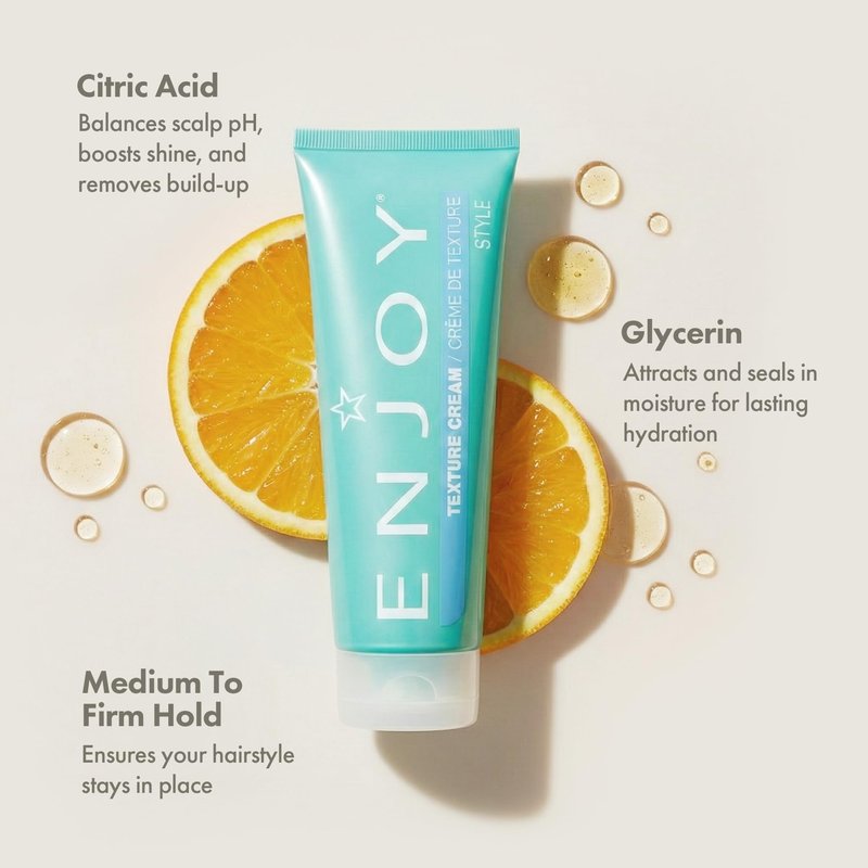 Enjoy Texture Cream, Medium-to-Firm Hold Styling Cream for Separation and Volume, Lightweight Texturizer for Tousled or Sleek Styles and Curl Enhancement, 8.0 Oz