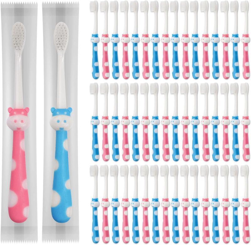 Gisdo Disposable Kids Toothbrushes Individually Wrapped Bulk, 100 pcs Toddler Kids Toothbrush for Age 2+ Children Toothbrush Set Soft Toothbrushes for Kids Boys Girls