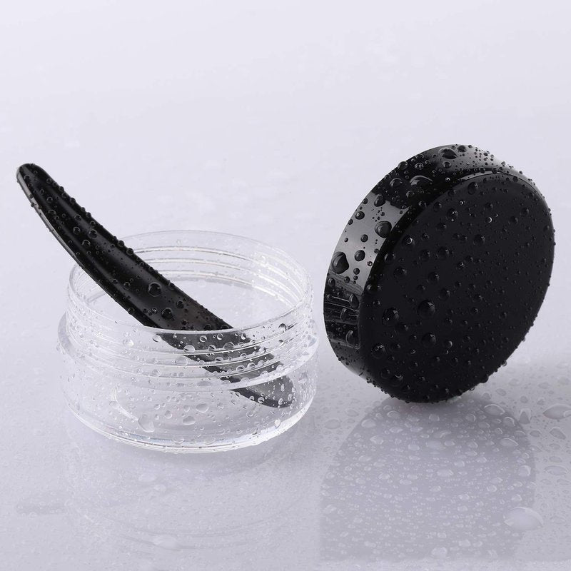 Refillable Cosmetic Sample Jars - 100 Pack 10g Black Travel Containers with Lids & 10 Mini Spatulas