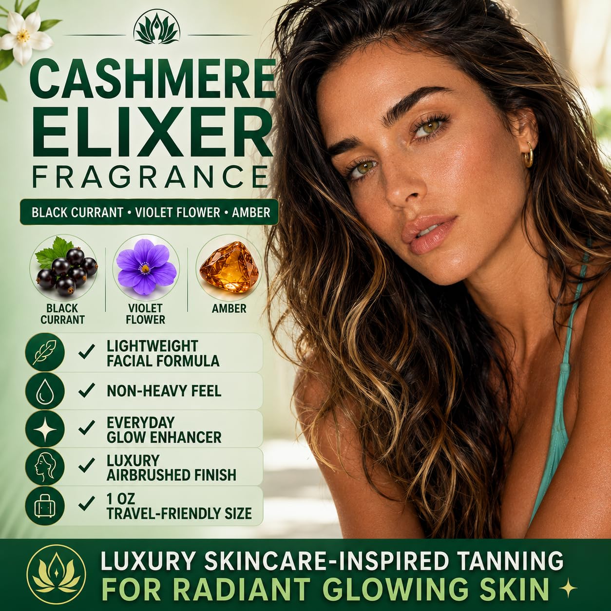 Flawless Glow Collagen-Boosting Facial Tan Cream – Peptide CC Serum with Copper Peptides GHK-Cu, Ceramides & Hyaluronic Acid – Bronzer-Free, No DHA, Hydrating Anti-Aging Daily Moisturizer (1 fl oz)