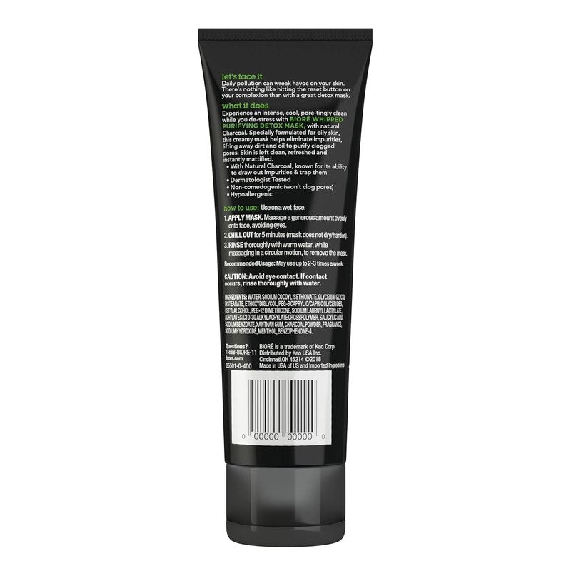 Bioré Charcoal Detox Mask - Deep Pore Cleansing with Natural Charcoal | 4 Ounce, Dermatologist Tested