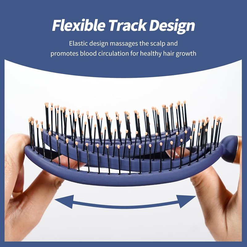 Speed Dry Detangler Brush - Spiral Vented Design for Wet Hair | Metal-Infused Gold Handle, Curved with Soft Bristles
