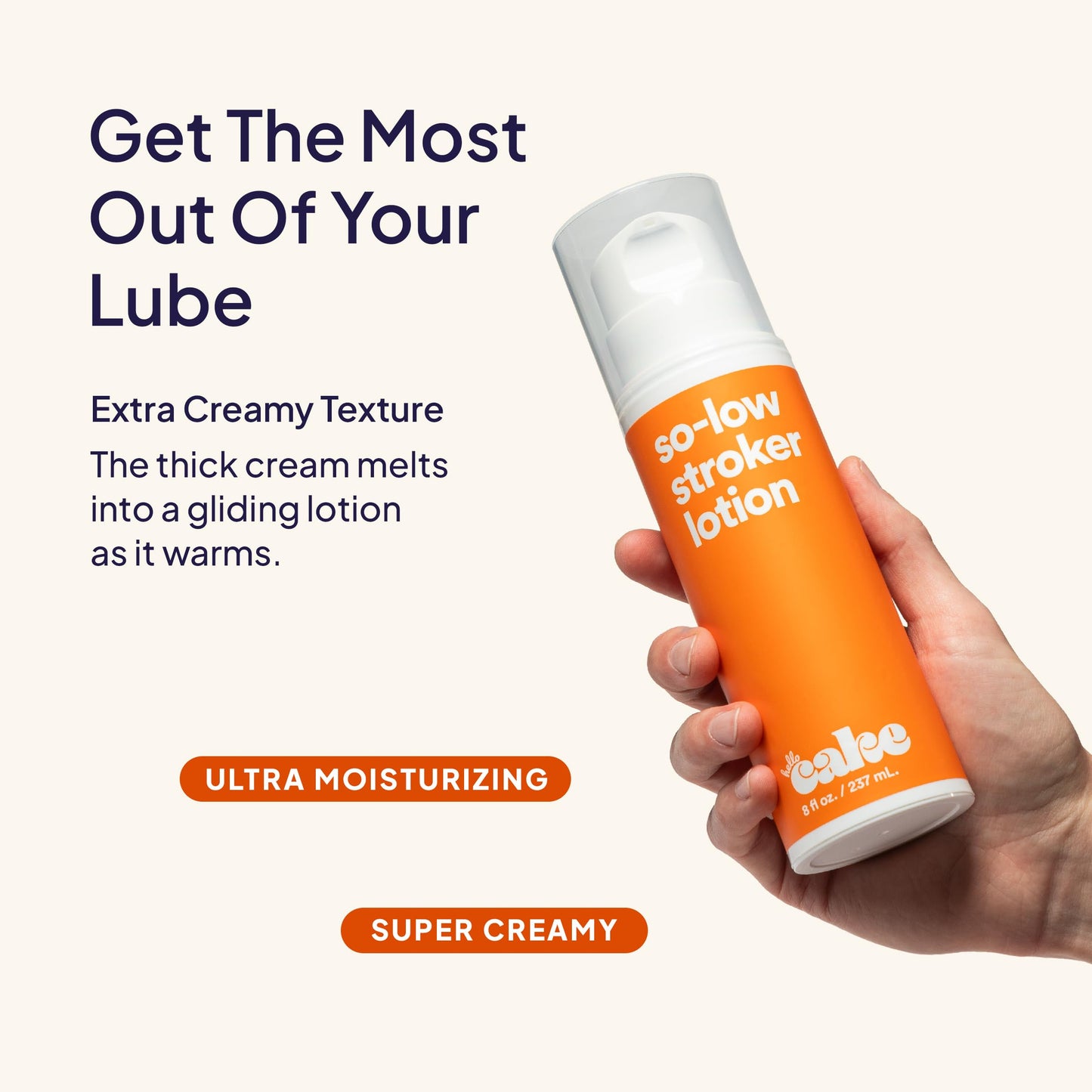 Hello Cake So-Low Stroker Lotion - Creamy Moisturizing and Long-Lasting Below the Belt Solo Bator Cream for Men, With Coconut Oil, Avocado Oil, Aloe Vera, 8 fl oz